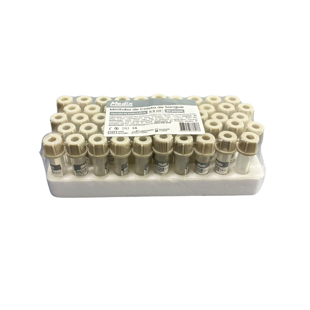 MICROTUBO FLUORETO DE SODIO E EDTA 0,5ML  C/50UN - MEDIX