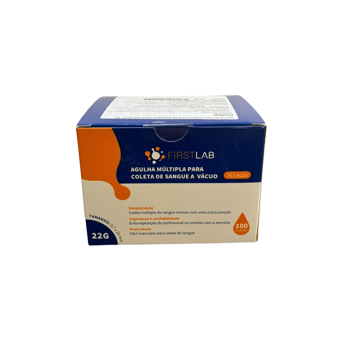 AGULHA MULTIPLA P/ COLETA  A VACUO 22G (25x7) 100 UN - FIRSTLAB