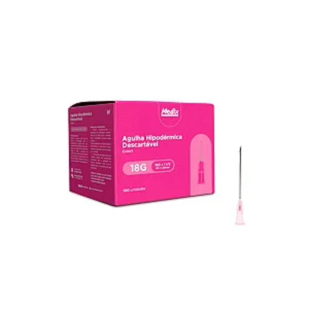 AGULHA HIPODERMICA DESC 40 X 1,20 - 18G X 1/2 - 100 UN - MEDIX