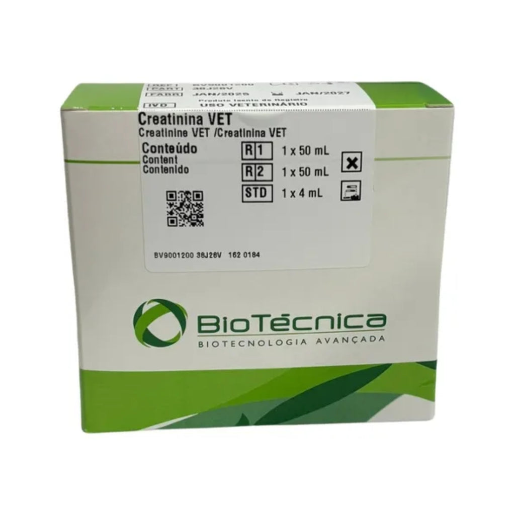 CREATININA VET - R1: 1X50 - R2: 1X50 - STD: 1X4 - BIOTECNICA VET