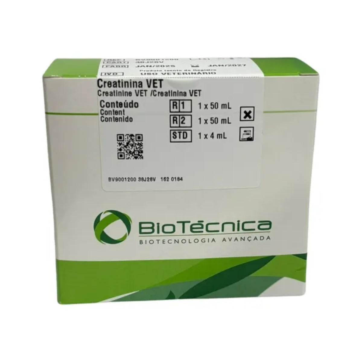 CREATININA VET - R1: 1X50 - R2: 1X50 - STD: 1X4 - BIOTECNICA VET