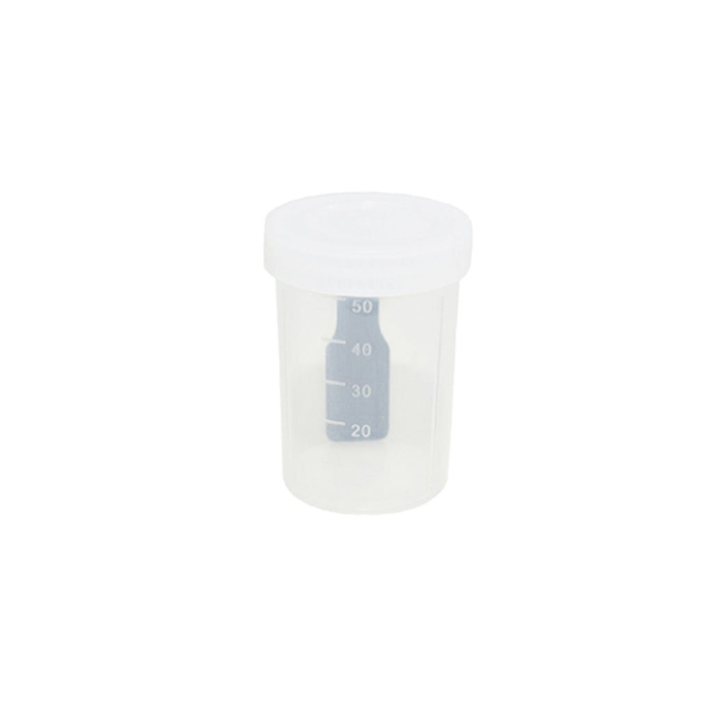 COLETOR C/ PA 50ML NAO ESTERIL INDIVIDUAL TRANSLUCIDO TAMPA BRANCA - 100 UN - CRALPLAST