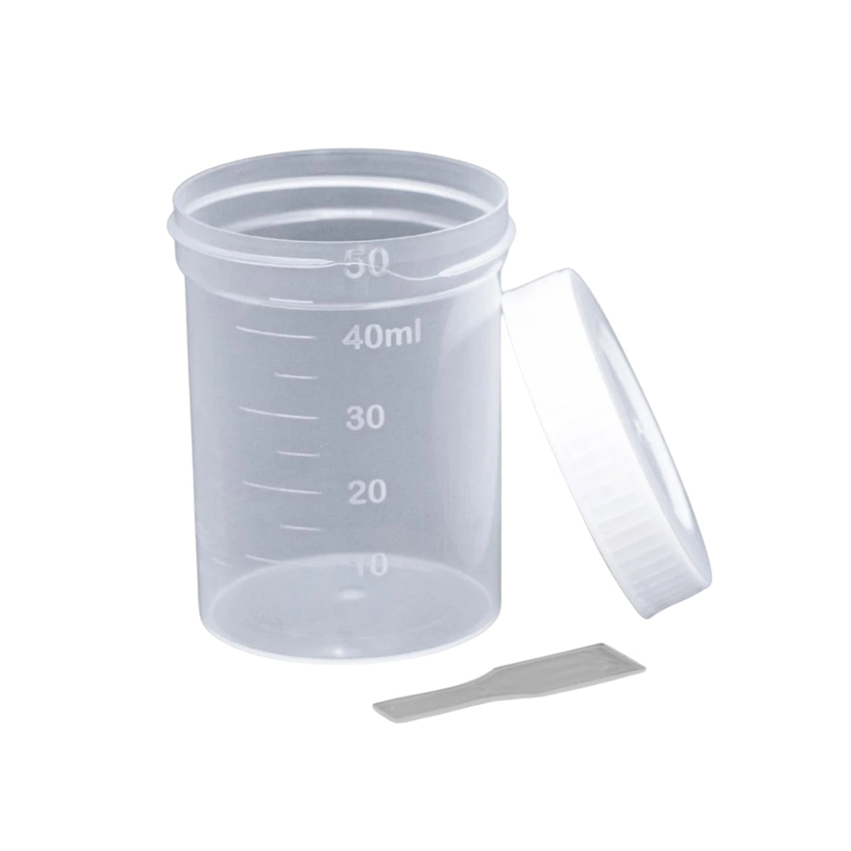 COLETOR C/ PA 50ML NAO ESTERIL INDIVIDUAL TRANSLUCIDO TAMPA BRANCA - 100 UN - CRALPLAST
