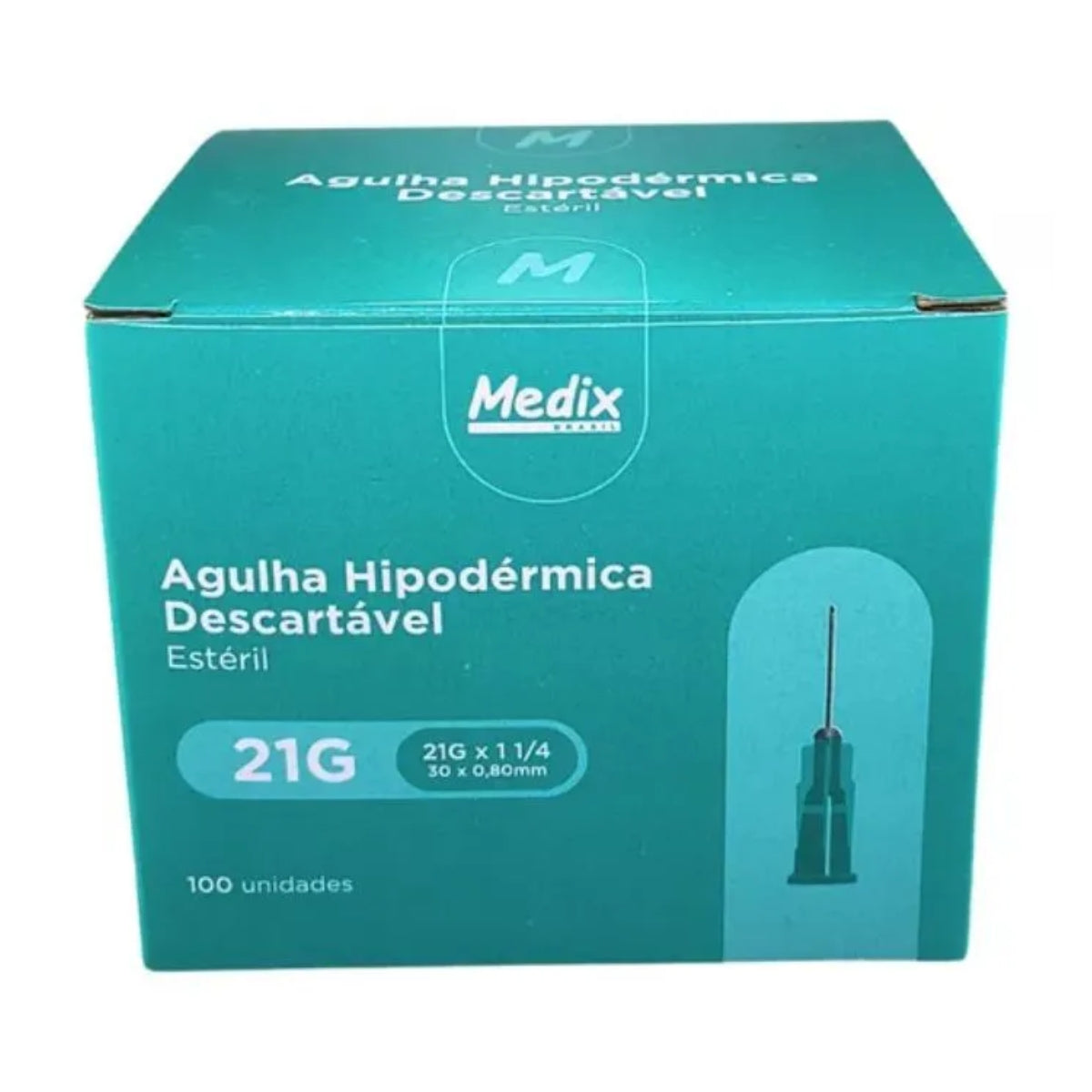 AGULHA HIPODERMICA DESC 25 X 0,80 - 21G X 1 - 100 UN - MEDIX