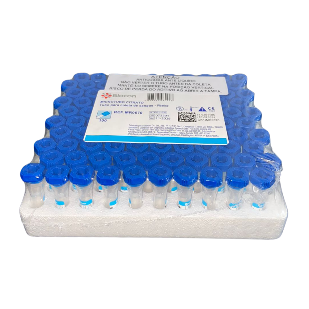 MINITUBO CITRATO - 3,2% - AZUL - 100 UN - BIOCON