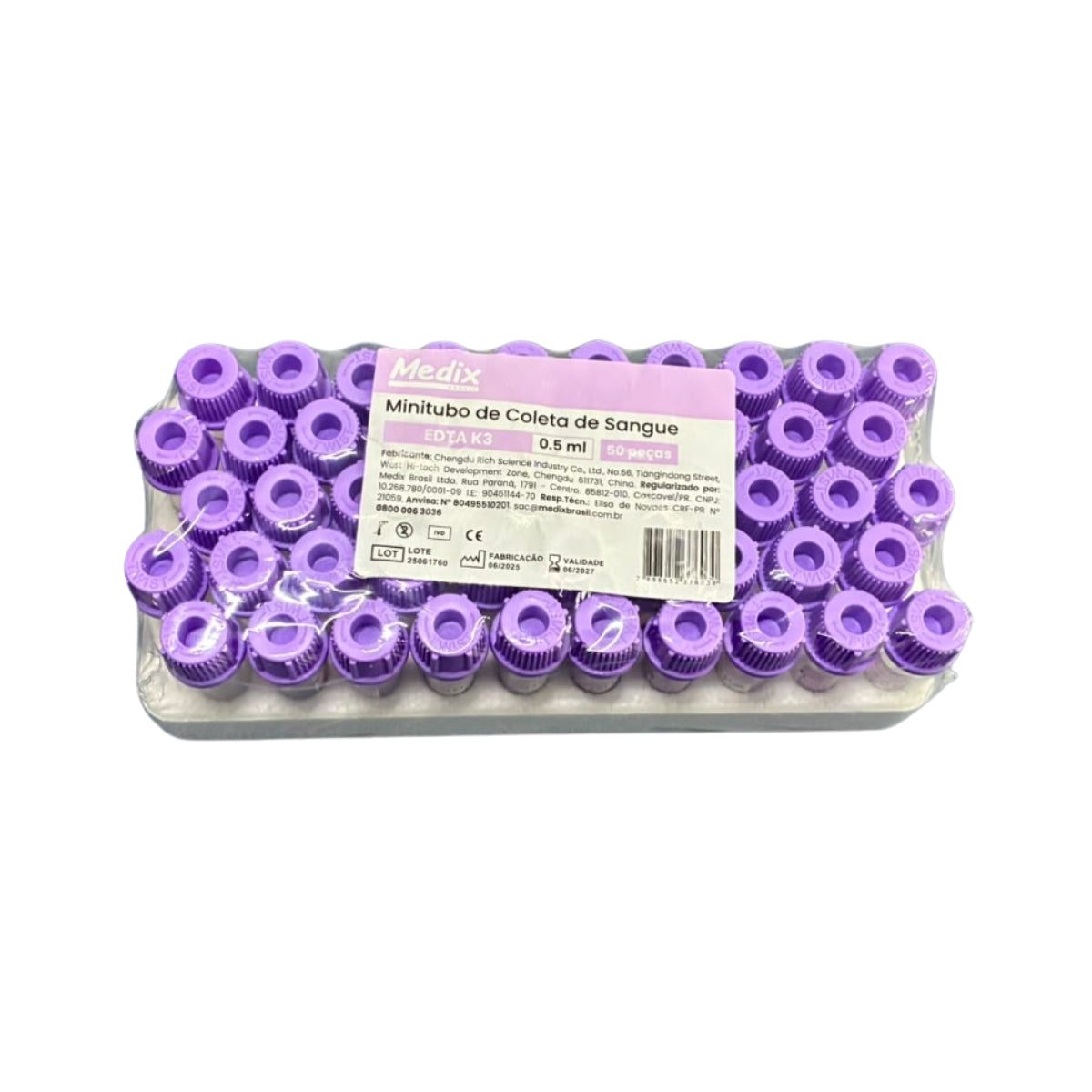 MICROTUBO EDTA K3 0,5ML  C/50UN  - MEDIX